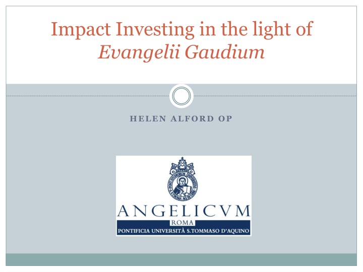 Impact Investing in Evangelii Gaudium
