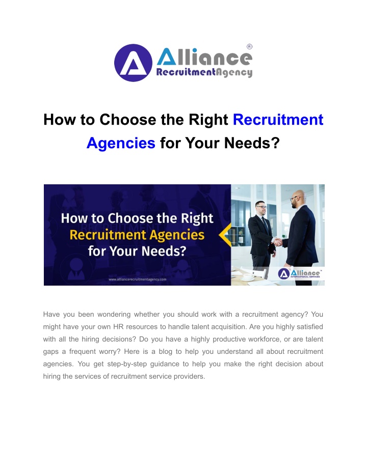 how to choose the right recruitment agencies n.w
