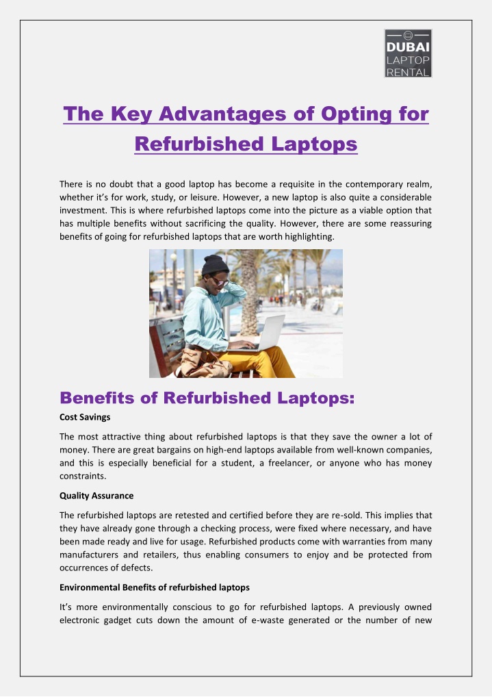 the key advantages of opting for refurbished n.w