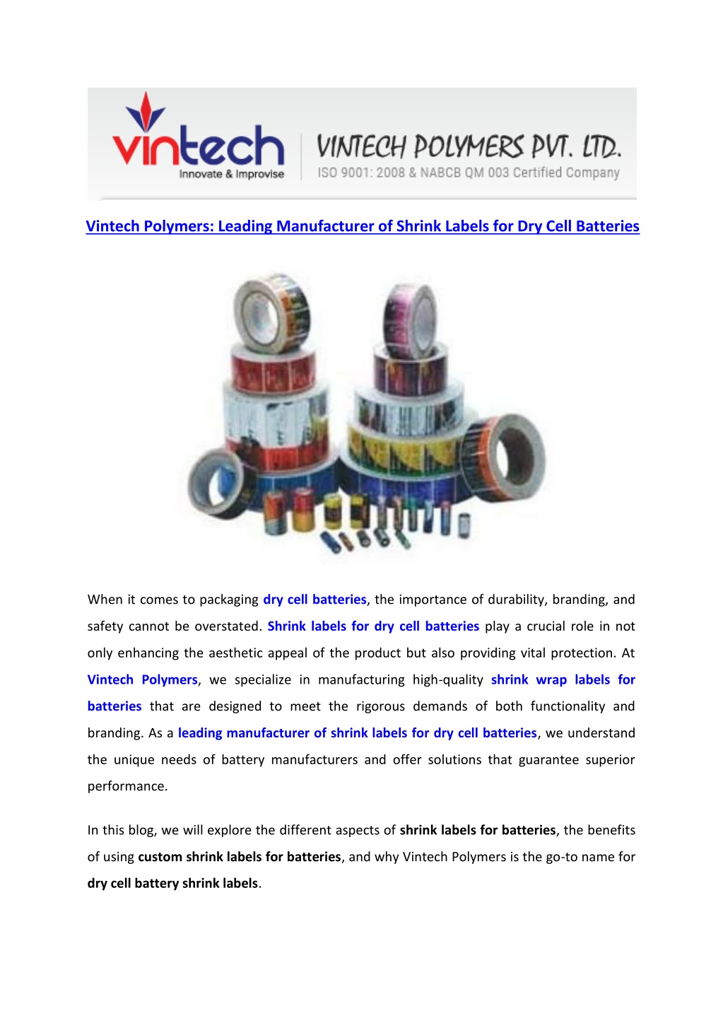 vintech polymers leading manufacturer of shrink l.w