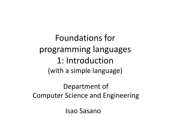 Introduction to Foundations of Programming Languages