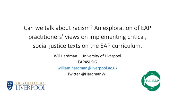 Exploration of EAP Practitioners' Views on Implementing Critical Social Justice Texts