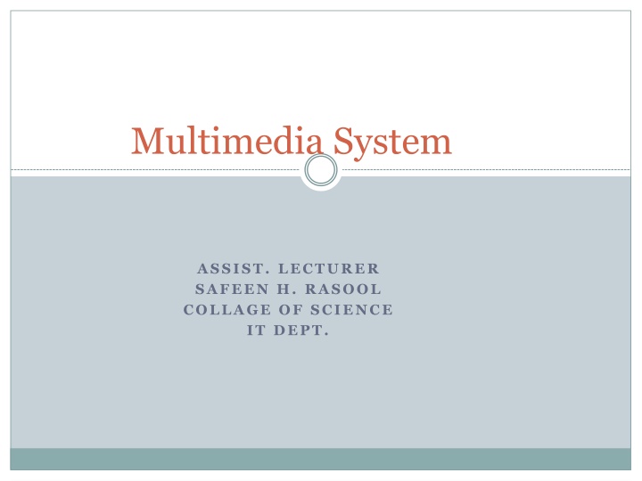 Digital Audio and Sound in Multimedia Systems