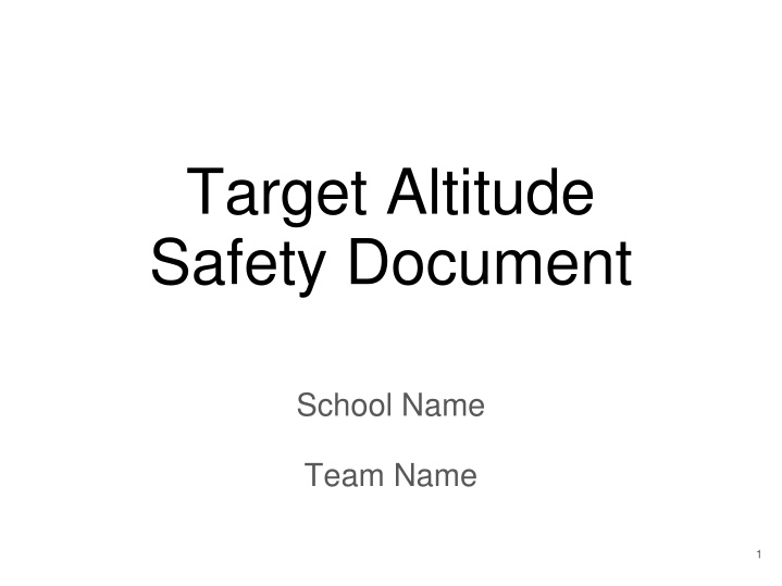 Rocket Design and Safety Documentation for Altitude Targeting