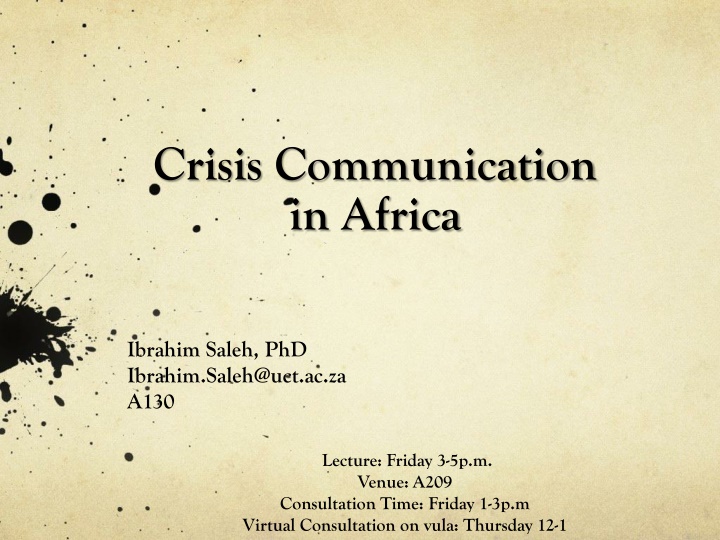 Crisis Communication in Africa: Strategies and Challenges