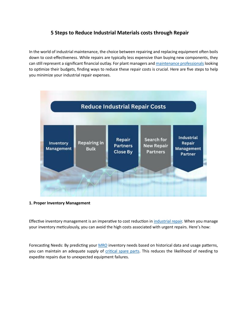 5 steps to reduce industrial materials costs l.w