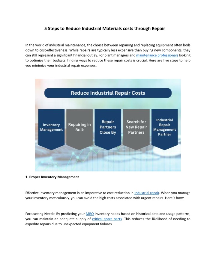 5 steps to reduce industrial materials costs n.w
