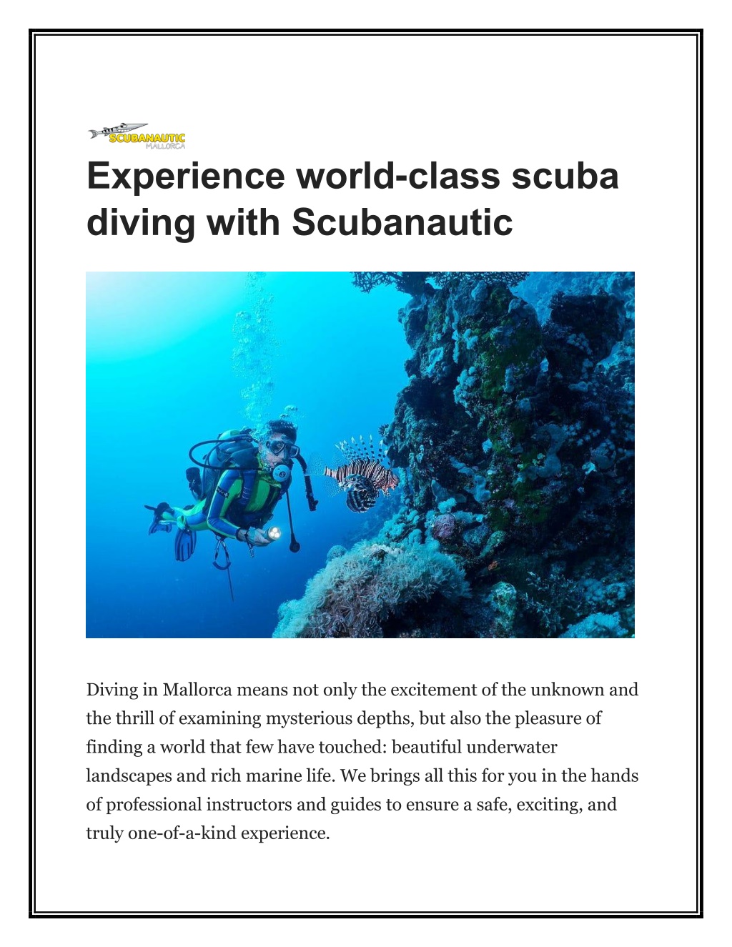 experience world class scuba diving with l.w