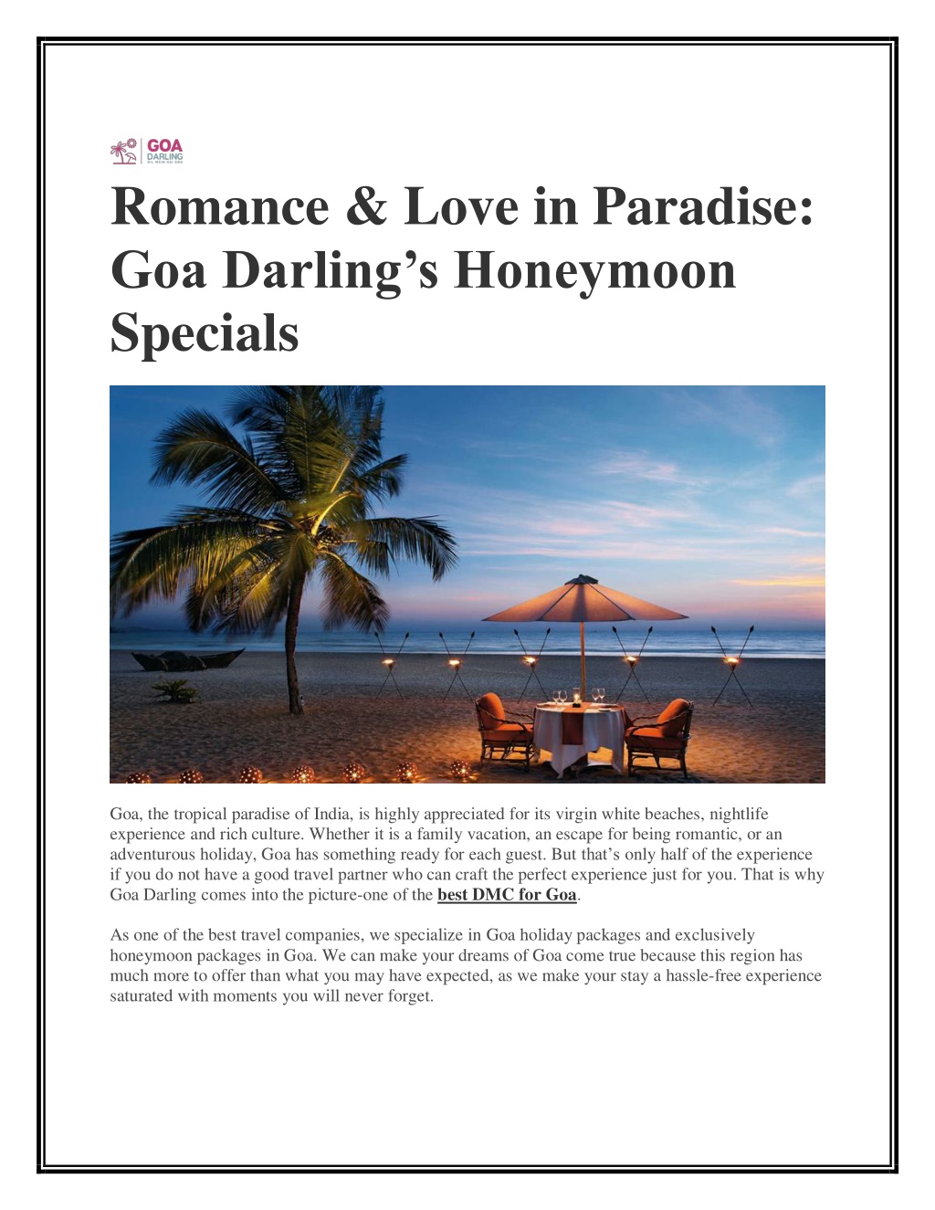 romance love in paradise goa darling s honeymoon l.w