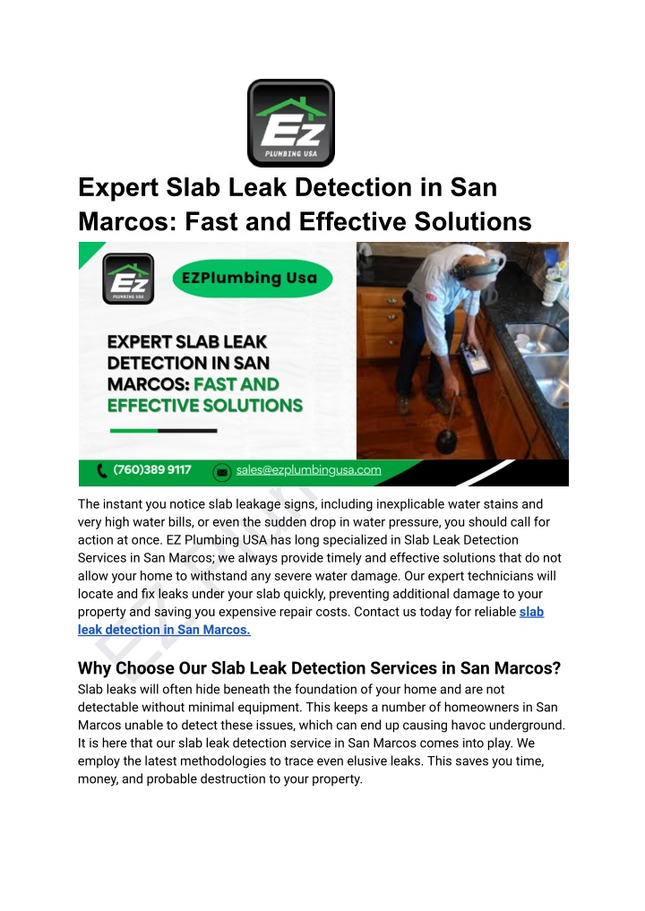 expert slab leak detection in san marcos fast n.w