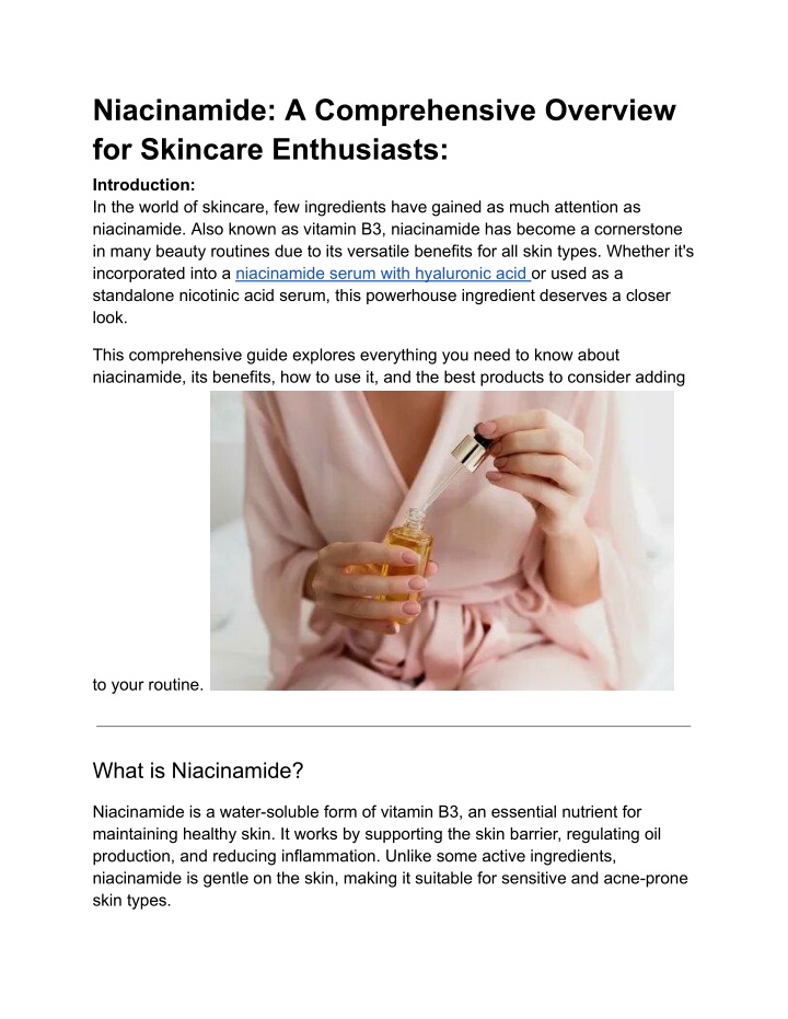 niacinamide a comprehensive overview for skincare n.w