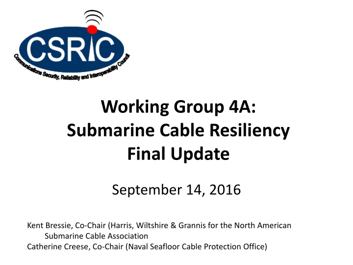 Submarine Cable Resiliency Report Update - September 2016