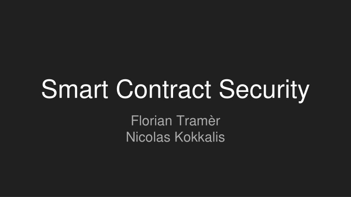 Smart Contract Security and Verification