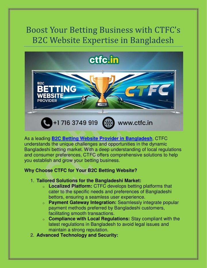 boost your betting business with ctfc n.w