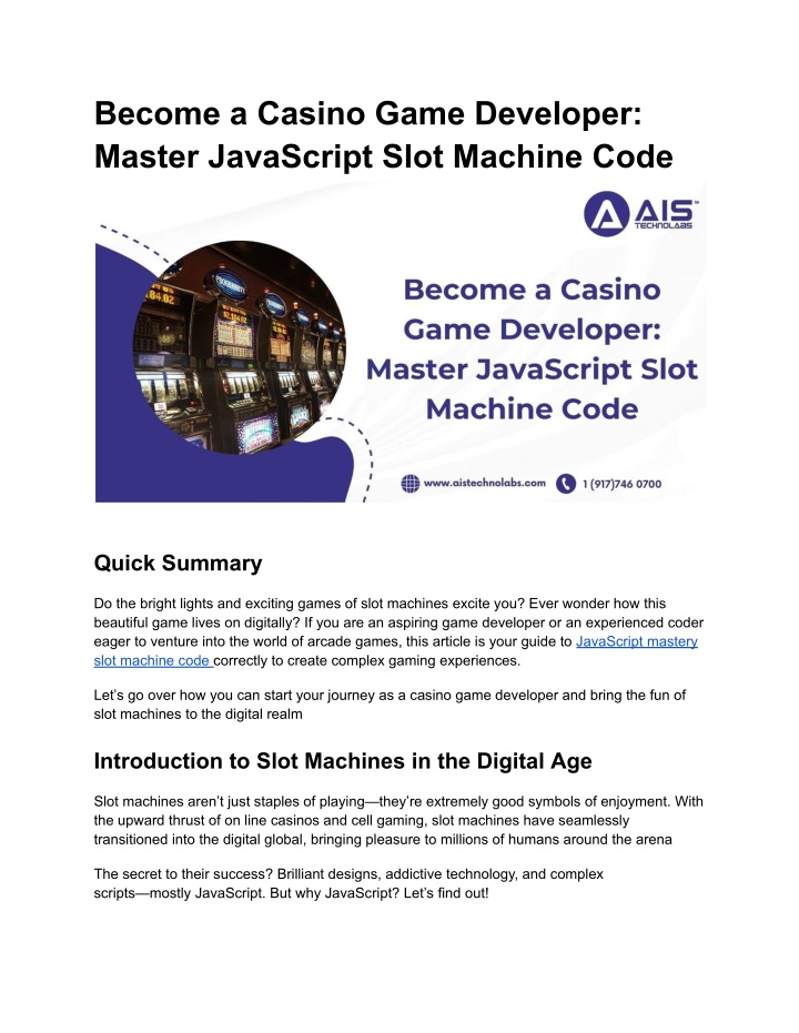 become a casino game developer master javascript n.w