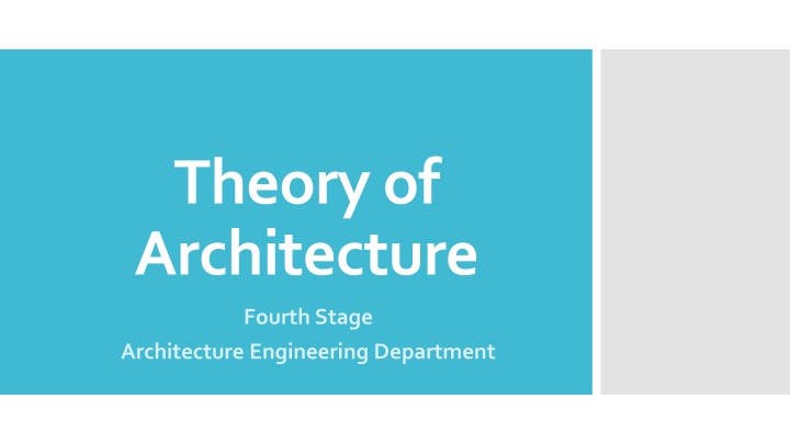 Architectural Theory and Practice