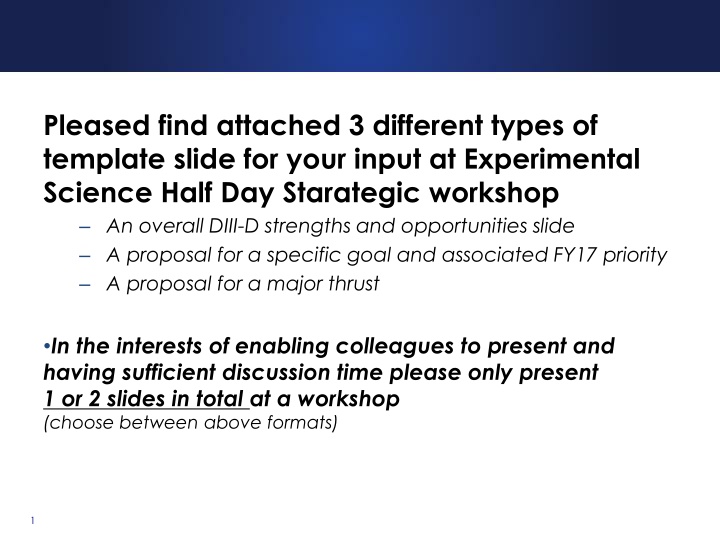 Strategic Workshop Templates for Experimental Science Discussion