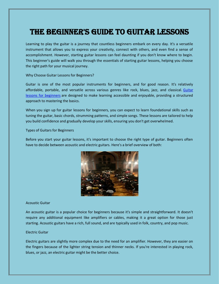 the beginner s guide to guitar lessons n.w
