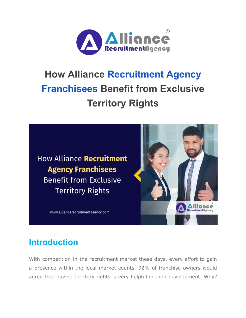 how alliance recruitment agency franchisees l.w