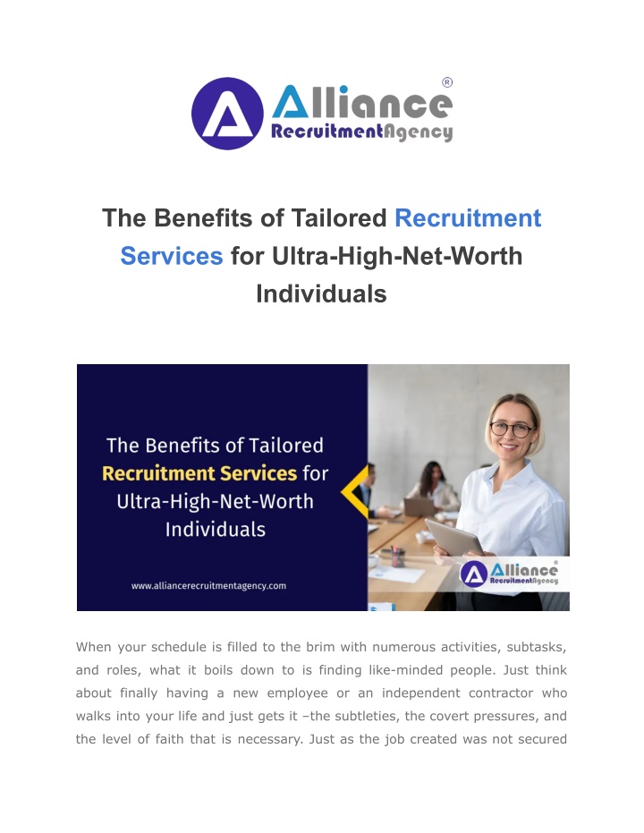 the benefits of tailored recruitment services n.w