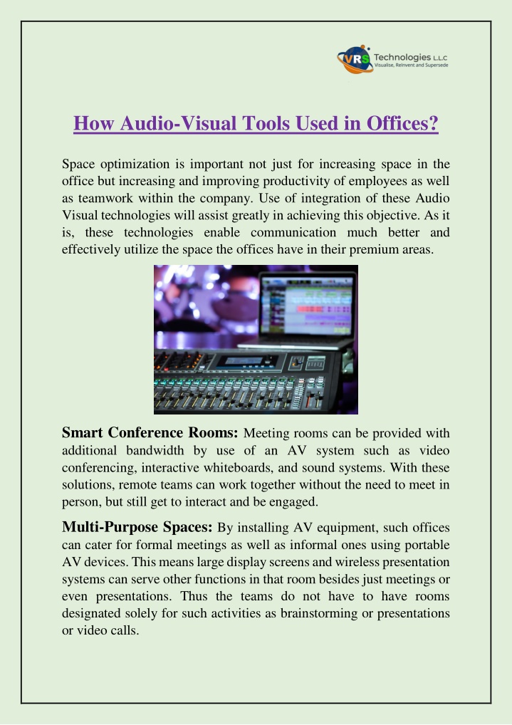how audio visual tools used in offices n.w