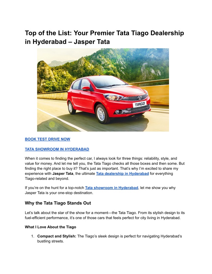 top of the list your premier tata tiago n.w