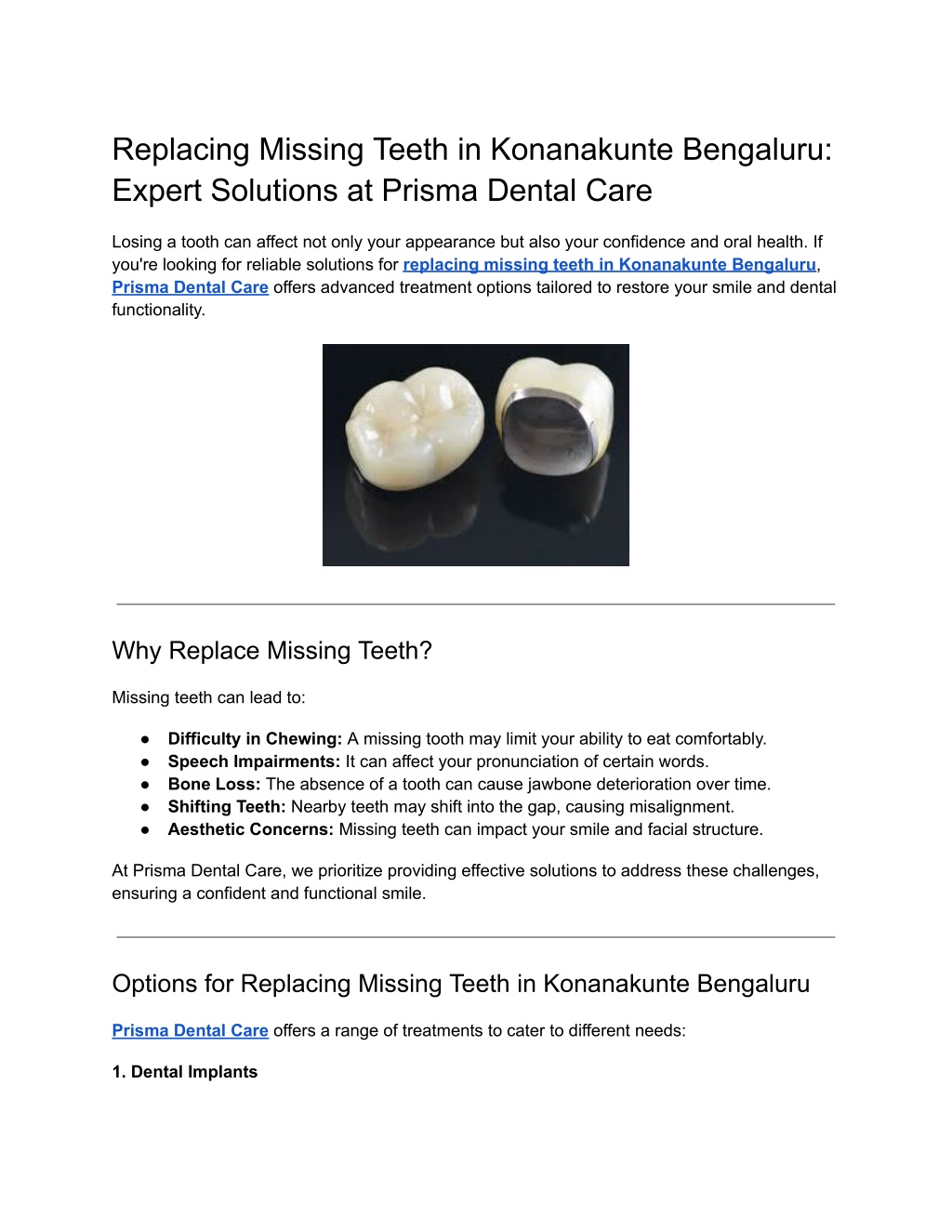 replacing missing teeth in konanakunte bengaluru l.w