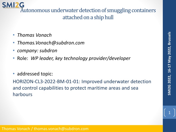 Autonomous Underwater Detection of Smuggling Containers for Maritime Security