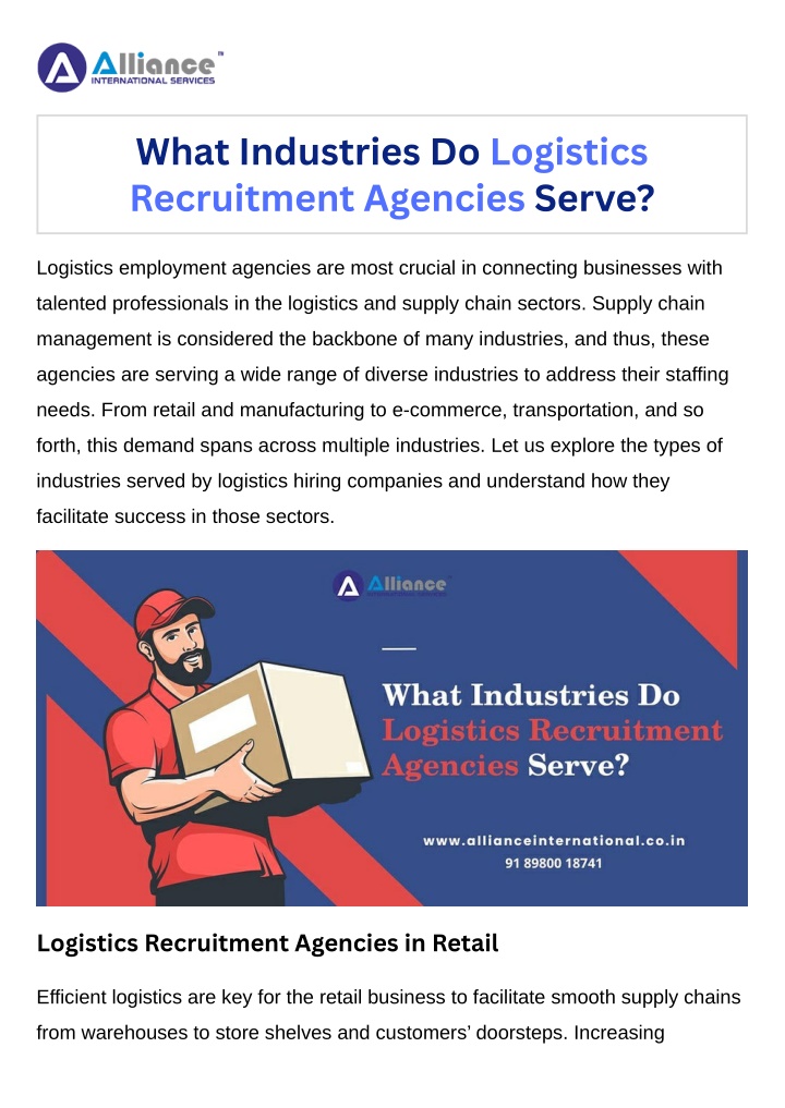 what industries do logistics recruitment agencies n.w