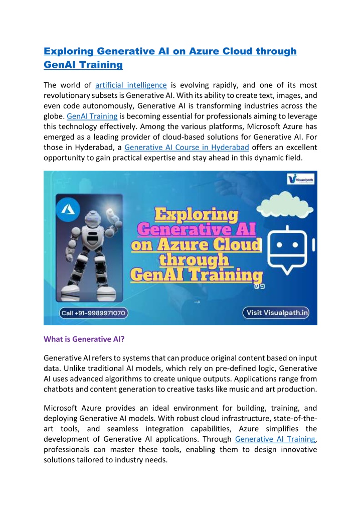 exploring generative ai on azure cloud through n.w
