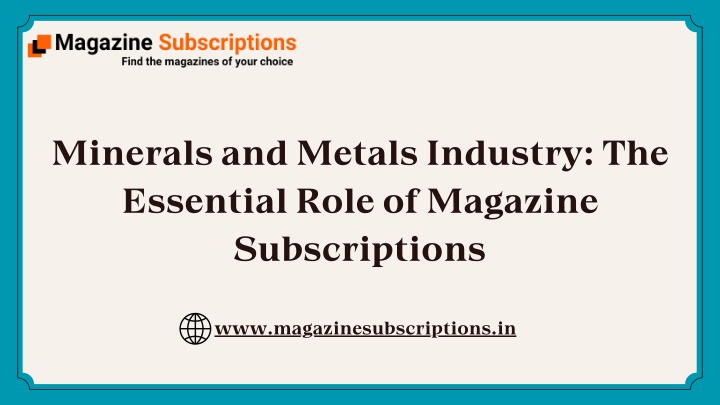 minerals and metals industry the essential role n.w