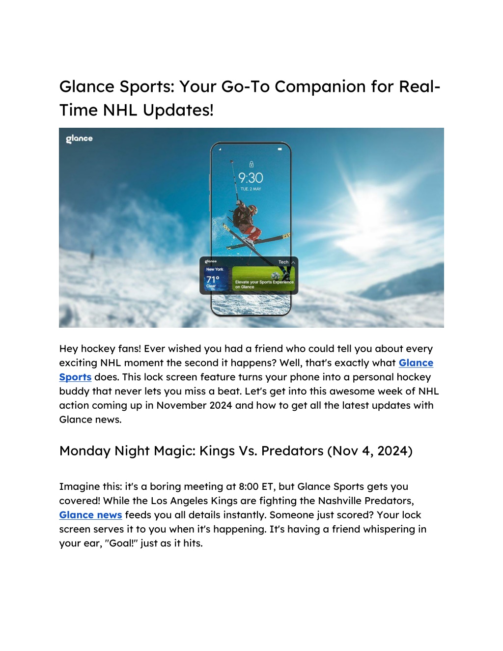 glance sports your go to companion for real time l.w