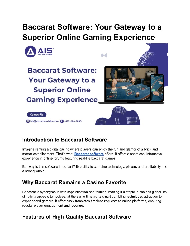 baccarat software your gateway to a superior n.w