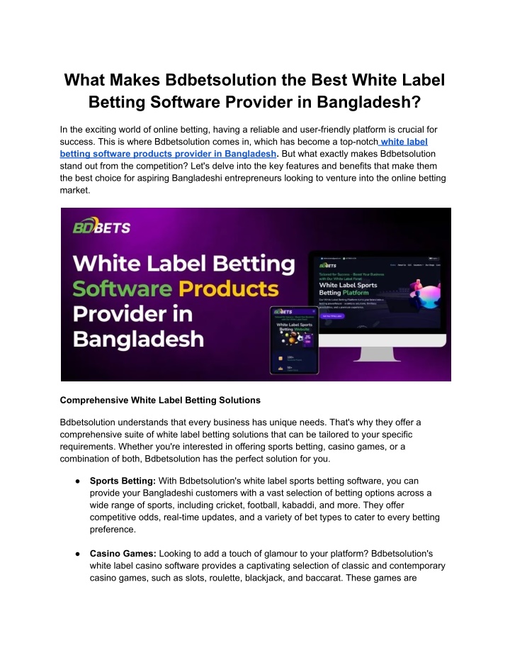 what makes bdbetsolution the best white label n.w