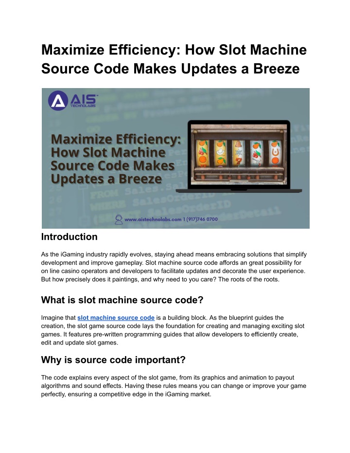 maximize efficiency how slot machine source code n.w