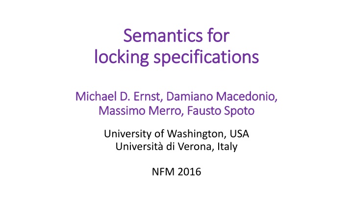 Semantics and Locking Specifications in Concurrency