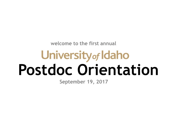 Inaugural Postdoc Orientation: September 19, 2017