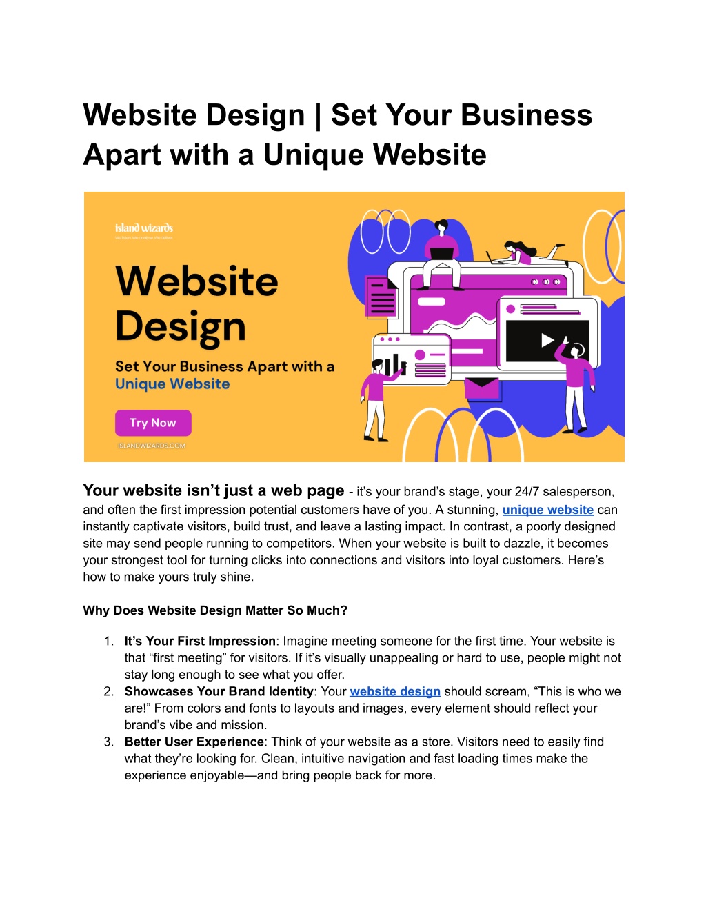 website design set your business apart with l.w