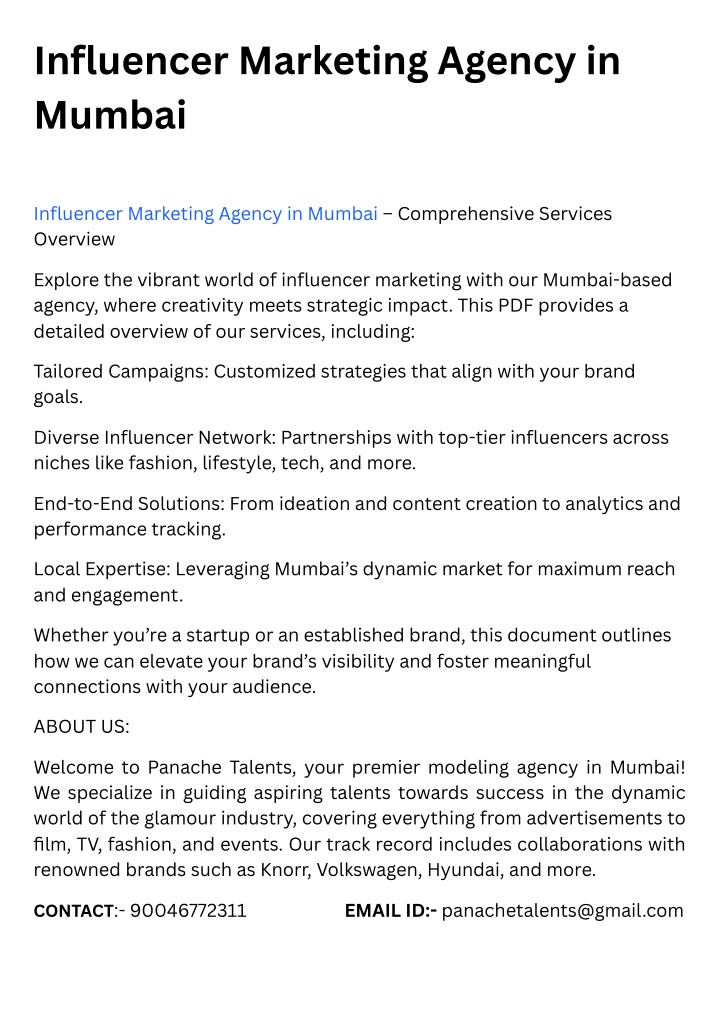 influencer marketing agency in mumbai n.w