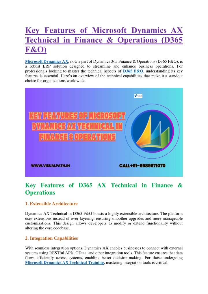 key features of microsoft dynamics ax technical n.w