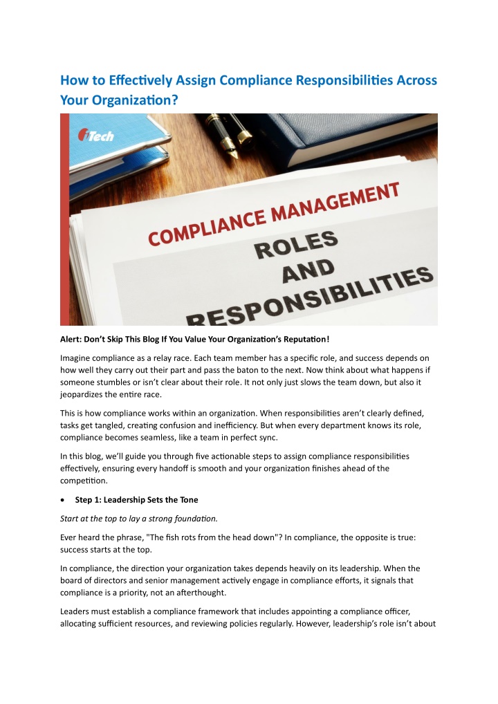 how to effectively assign compliance n.w