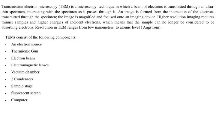Transmission Electron Microscopy (TEM)