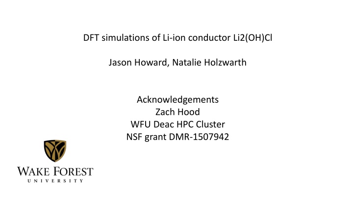 Lithium Ion Conduction in Li2(OH)Cl Through DFT Simulations