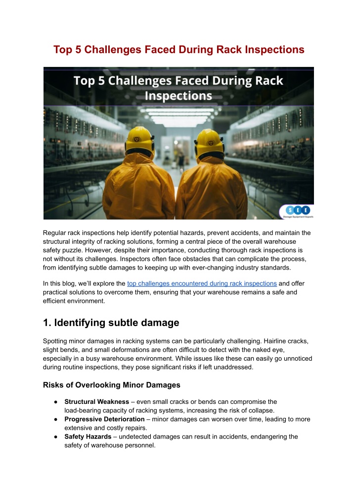 top 5 challenges faced during rack inspections n.w