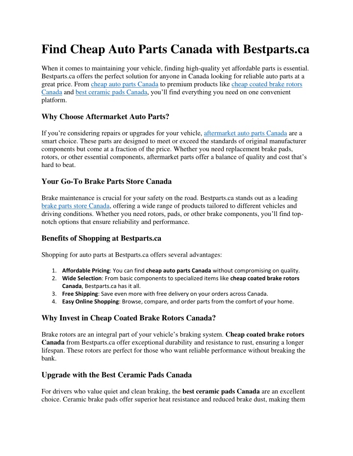 find cheap auto parts canada with bestparts ca n.w