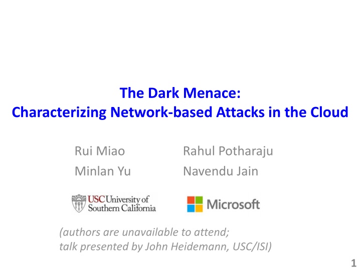 Network-based Attacks in the Cloud: The Dark Menace