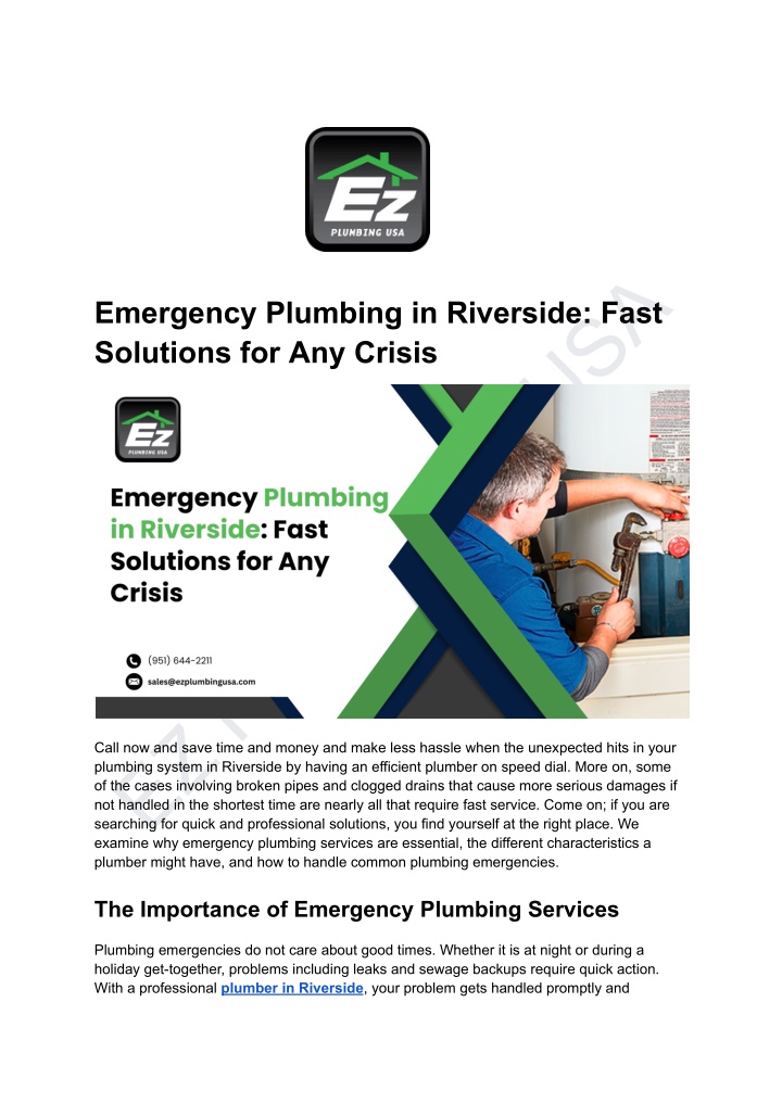 ez plumbing usa examine why emergency plumbing n.w