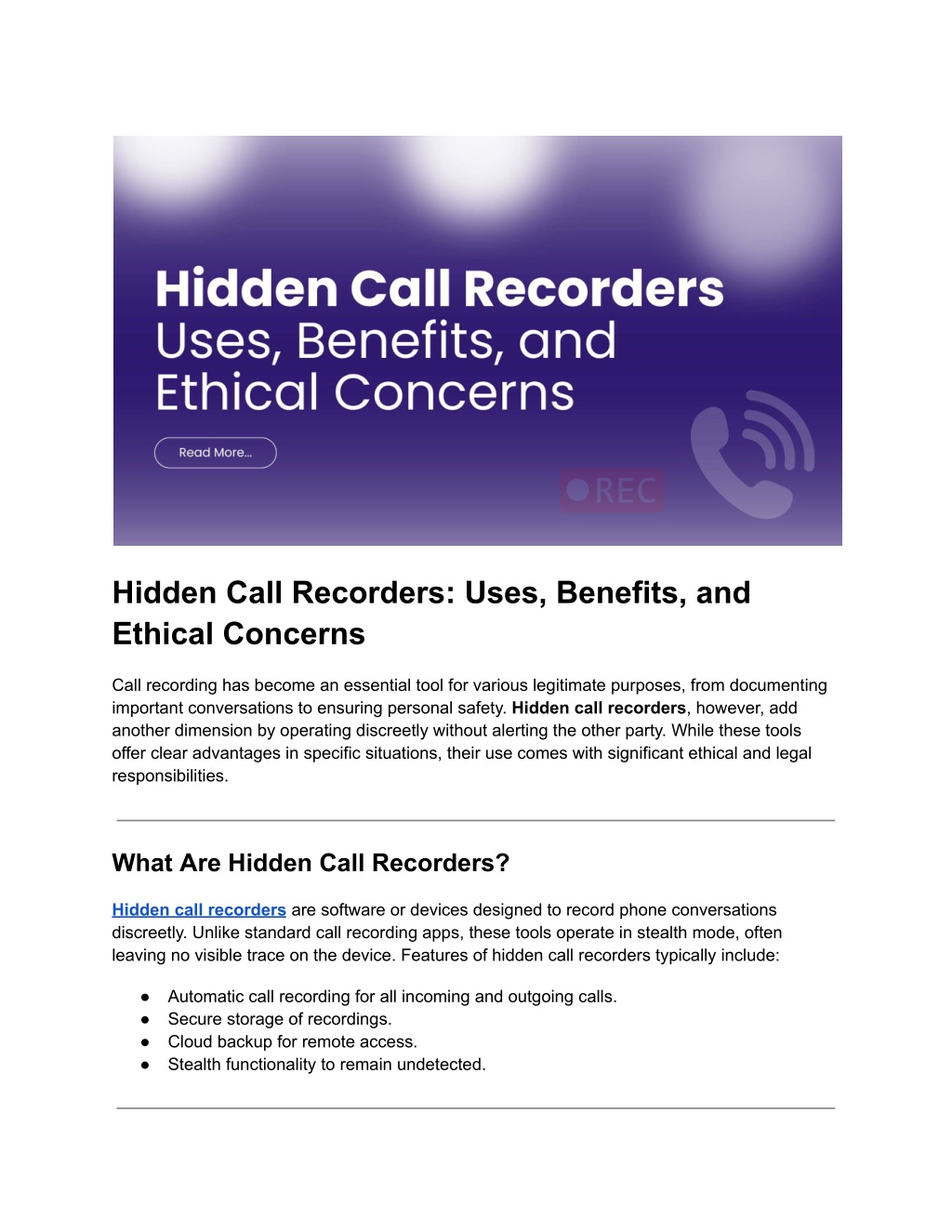 hidden call recorders uses benefits and ethical l.w