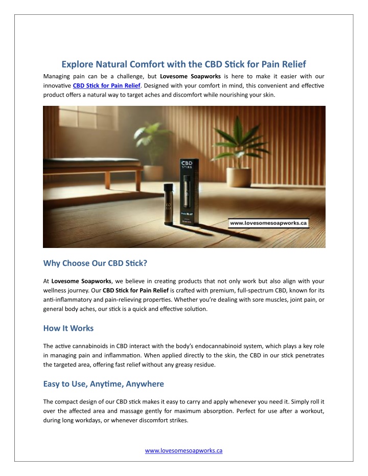explore natural comfort with the cbd stick n.w