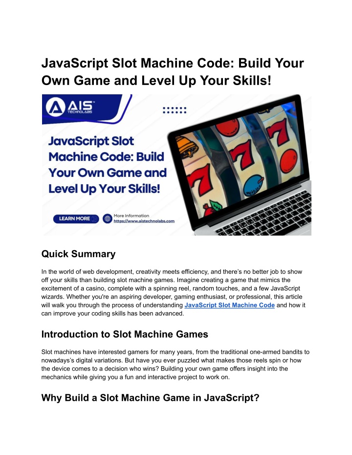 javascript slot machine code build your own game n.w